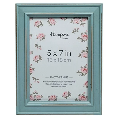 Image of Hampton Frames PALOMA Distressed Shabby Chic Picture Photo Frame Blue 5x7 (13x18cm) PAL301957B Unknown