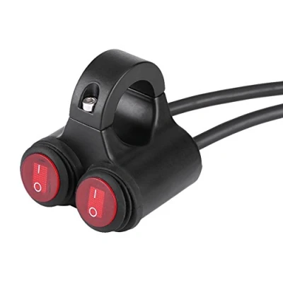 Image of 12 Volt On Off Switch Motorcycle 12V Horn Switch,22Mm Handlebar Aluminum Alloy Two In One Large Brake Fog Light Dual Control Button Switch(C)