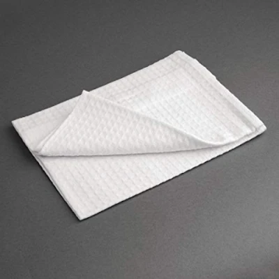 Image of Vogue 100% Cotton Thick and Absorbent Honeycomb Weave White Tea Towel Cloths, Pack of 10, Size: 762(W) x 508(D) mm / 30 20 inch, Machine Washable CC598