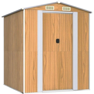 Image of vidaXL Garden Shed Light Brown 192x191x223 cm Galvanised Steel