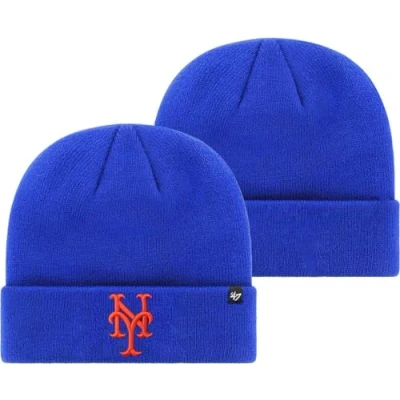 Image of &#039;47 MLB Unisex Adult Primary Logo Cuffed Knit Team Color Beanie Hat Cold Weather Hat, One Size, New York Mets Blue, size
