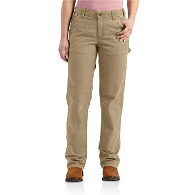 Image of Carhartt Women&#039;s Rugged Flex Loose Fit Canvas Work Pant, Dark Khaki, W16
