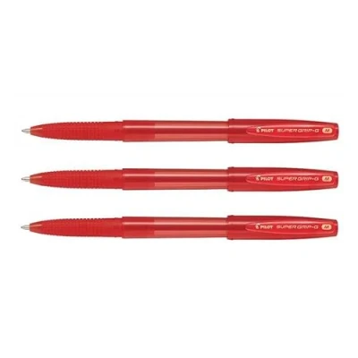 Image of PILOT Set of 3 Super Grip Ballpoint Pens with Cap Medium Red