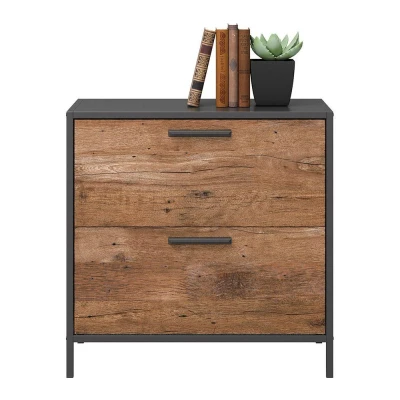 Image of TEKNIK Boulevard Café 2 Drawer Filing Cabinet Black &amp; Oak