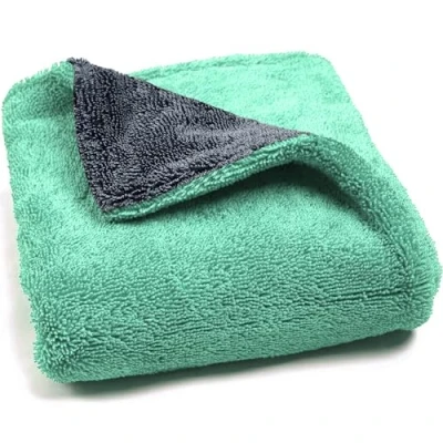 Image of Towelogy Car Drying Towel Microfibre Twisted Loop 1200GSM Super Absorbent Edgeless Cloth 60x40cm (Green)