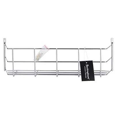 Image of Buckingham 1 Tier Spice Herb Packet Jar Rack Wall Mountable or Kitchen Cupboard Door Storage, Thick Gauge Chrome Plated Wire Construction, Premium Quality, Metal, 40.5 x 10 12.5 cm