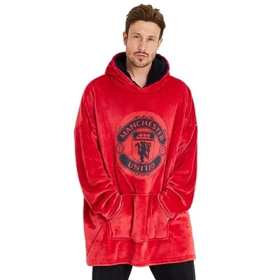 Image of Manchester United F.C. Oversized Hoodie Blanket For Men, Man U Football Gifts (Red)