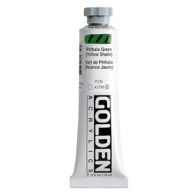 Image of Pro Art Golden Heavy Body Acrylic Paint 2 oz Phthalo Green Yellow Shade