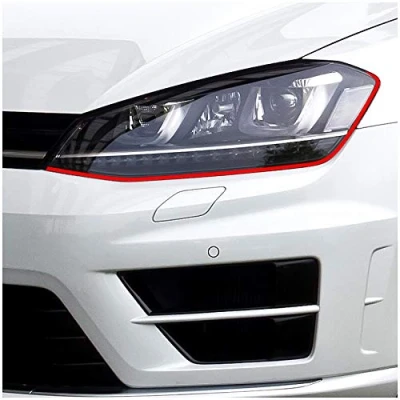 Image of Devil Eye Style Stripe Headlight Film Decorative Strips Red Self adhesive