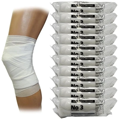 Image of Steroplast Emergency First Aid Medical Heavy Bleeding Ambulance Sterile Dressings Bandage, No3 (20cm x 18cm, 10 Pack)