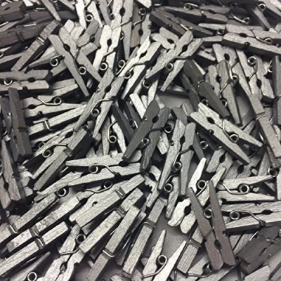 Image of celloexpress Pack of 25 25mm Mini Wooden Craft Pegs Silver