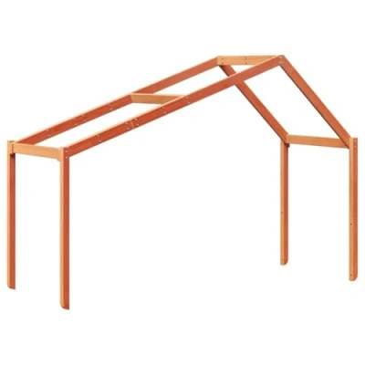 Image of vidaXL Kids&#039; Bed Roof Canopy Wax Brown, Solid Pine Wood, 203 x 95.5 142 cm, Fun Bedtime Add On for Bedroom, Ages Under 6