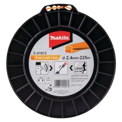 Image of Makita E 01812 Four Leaf 2.4 mm x 225 m Trimmer Line Nylon Orange Noise Reducing Increased Running Time Especially for Cordless Grass Trimmers and Brush Cutters