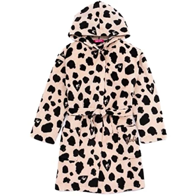 Image of Barbie Dressing Gown For Girls Kids Doll Animal Leopard Print Robe Loungewear Clothes Merchandise 3 4 Years