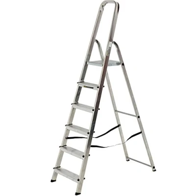 Image of Aluminium Step Ladder EN131 Folding Platform Steps Grab Rail Youngman Atlas Stepladder (6 Tread)