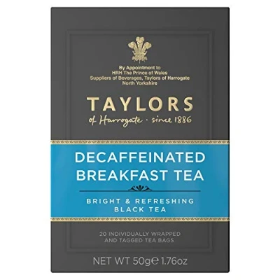 Image of Taylors of Harrogate Decaffeinated Breakfast Tea, 20 Tea Bags (Pack 6, total 120 Teabags)
