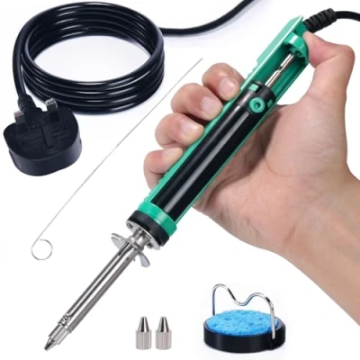 Image of YIHUA 929D V Electric Vacuum Desoldering Iron Soldering Kit Solder Sucker Pump with Shorter Charging Handle and Nozzles 1.0mm 1.2mm for Through Hole Desoldering(UK Plug)