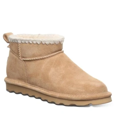 Image of BEARPAW Women&#039;s Shorty Crochet Multiple Colors Ankle Boot Slip On Comfortable Winter Boot, Iced Coffee, 6 UK