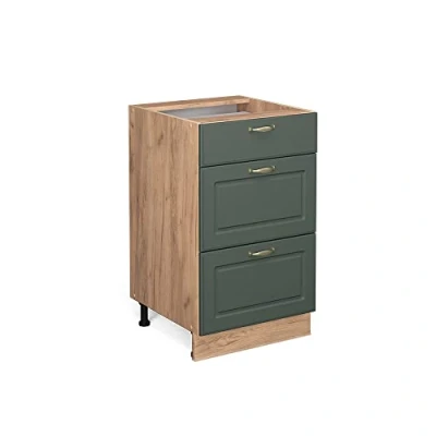 Image of Vicco Kitchen base cabinet Fame Line, Green Gold Country House/Gold power oak, 50 cm without worktop