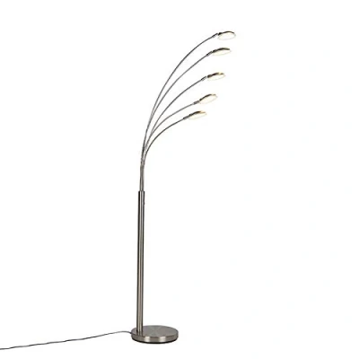 Image of Qazqa Floor lamp Steel I Nickel Matt Satin incl. LED with Touch dimmer Sixties Trento Design 5 Light Suitable for Living Room Bedroom