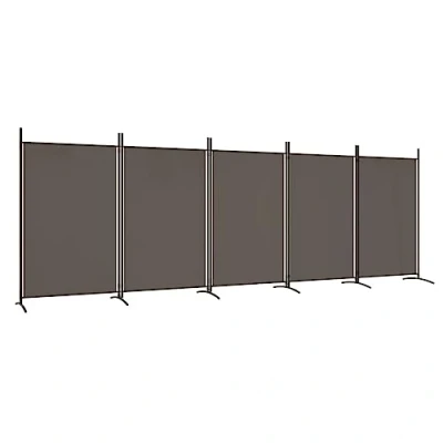 Image of vidaXL 5 Panel Room Divider in Anthracite Versatile Living Room/Bedroom Divider, 100% Polyester Fabric, Foldable Design, Modern Style, 433x180 cm Size