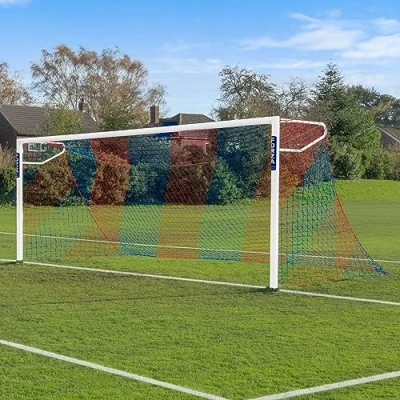 Image of FORZA 24ft x 8ft Full Size Striped Football Goal Net Replacement Nets [SINGLE] (Blue/Red)