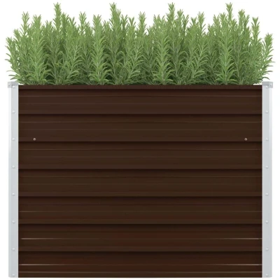 Image of vidaXL Raised Garden Bed Brown 100x100x77 cm Galvanised Steel