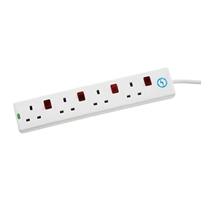 Image of SMJ 4 Gang Surge Protected Switched Extension Lead 0.75m White