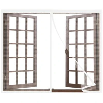 Image of Fly Screens for Windows 110x90cm net Magnetic Screen Door with Lace and Powerful Magnets Seal,Durable Polyester Mesh,Full Frame Magic Tape,Patio Insect &amp; Mosquito Black