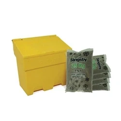 Image of Rota moulded Stackable Salt and Grit Bin with Brown Yellow 170L