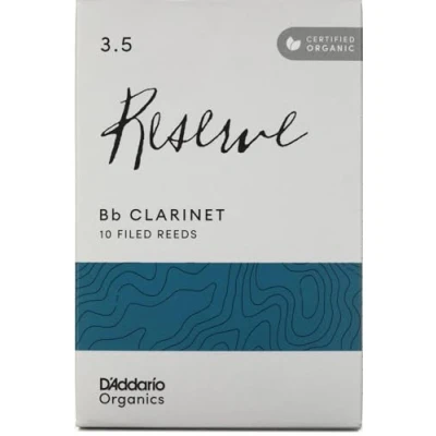 Image of D’Addario Woodwinds Organic Reserve Bb Clarinet Reeds B Flat for Individually Sealed Filed, Strength 3.5, 10 Pack