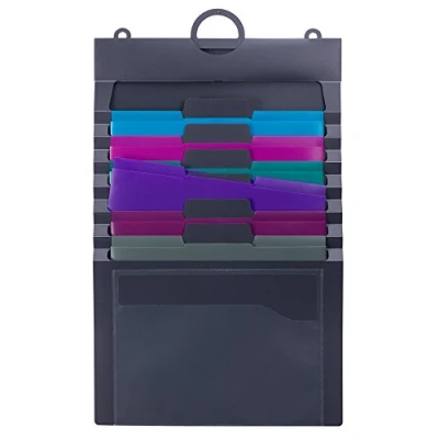 Image of Smead Cascading Wall Organizer Gen 2, 6 Pockets, Letter Size, Gray/Jewel Pockets (92063)