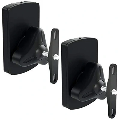 Image of deleyCON 2x Universal Speaker Wall Mounts Loudspeaker Mountings Tilt + Swivel up to 10 Kg Load Weight Ceiling Mounting Fitting Black