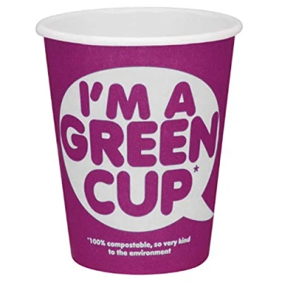 Image of Biopac I&#039;m A Green Cup Double Wall Compostable Coffee 8oz / 230ml Sleeve of 25 Disposable Hot Cups