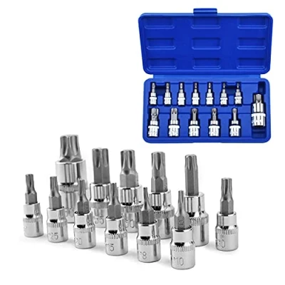 Image of nutmanel 13pcs Torx Bit Socket Set, 1/4&quot; Star Metric Premium S2 Alloy Steel Cr V Hex Screwdriver T8 / T10 T15 T20 T25 T27 T30 T40 T45 T50 T55 T60 T70