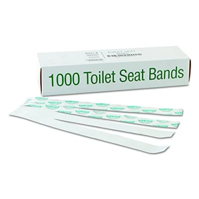 Image of Bagcraft 300591 Sani/Shield Printed Toilet Seat Band, Paper, Blue/White, 16&quot; Wide x 1 1/2&quot; Deep (Case of 1000)