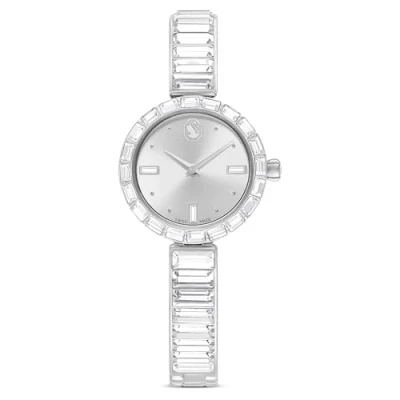 Image of Swarovski Matrix Bangle Watch, Swiss Made, Crystal Bracelet, Silver Tone, Stainless Steel