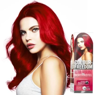 Image of Knight &amp; Wilson Colour Freedom 150ml Crimson Red Semi Permanent Hair Ultra Vibrant Vegan Friendly Mask with Shine Booster Complex Ammonia Free Lasts Up To 6 10 Washes