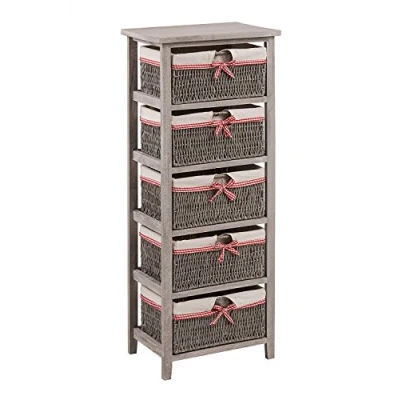Image of Premier Housewares Cotswold Storage Unit with 5 Woven Baskets Grey