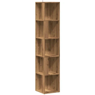 Image of vidaXL corner cabinet artisan oak 33x33x165 cm engineered wood storage solution ideal for small living rooms and offices