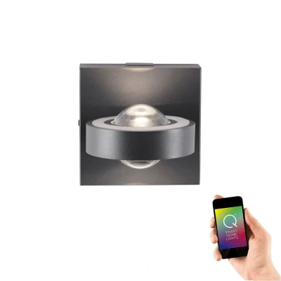 Image of Q Mia Integrated LED Wall Lamp Anthracite 2x 4.6W RGB 2700 5000K, 2.8W RGBK Dimmable