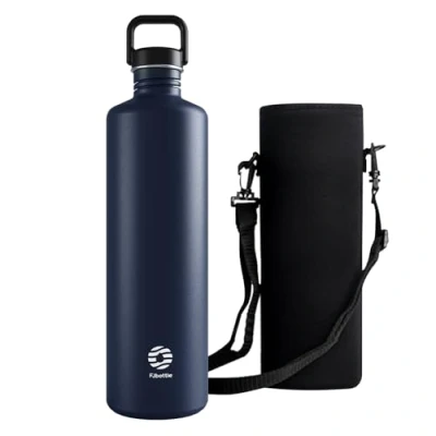 Image of Healter 2L Stainless Steel Water Bottle 2 Litre Single Wall Uninsulated Canteen Eco Friendly Reusable Dark Blue