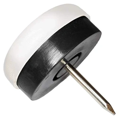 Image of Adsamm® / 32 x Glides in plastic with nail and rubber cushion Ø 0,98&#039;&#039; (Ø 25 mm) white round Premium quality furniture sliders bumper by