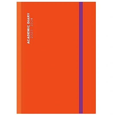 Image of 2023 24 A5 Day to View Page Diary Academic Orange Case binding Full Daily