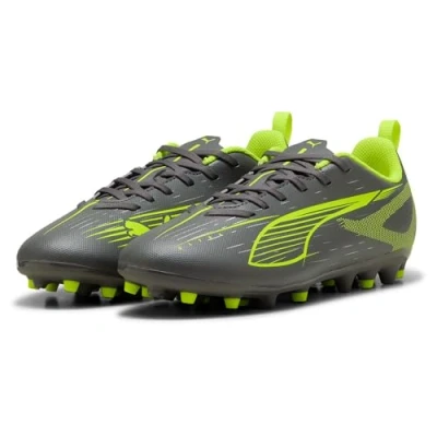 Image of Puma Ultra 5 PLAY MG JR Unisex Moulded stud football boots, Size: 5, Matte aged silver/yellow alert shoes