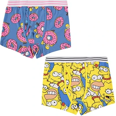 Image of The Simpsons Mens Boxer Briefs Homer Bart Lisa Marge and Krusty Clown 2 Pack Underwear, Multi, X Large