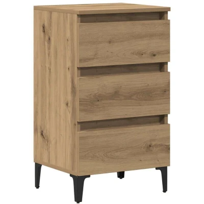 Image of vidaXL Bed Cabinet with Metal Legs Artisan Oak 40x35x69 cm