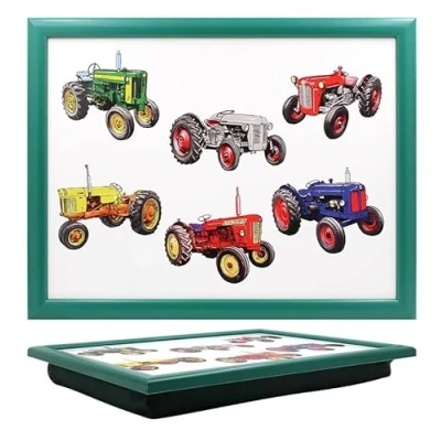 Image of Tamersgifts Cushioned Laptrays Lap Tray TV Dinner Bean Bag Padded Cushion Gift (Assorted Tractor tray)