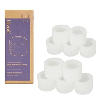 Image of Levoit 10 Pack Humidifier Replacement Filters Capture Fine Particles in Water Tank to Improve Humidification Efficiency, Compatible with Dual150, Dual200S, Classic300, LV600S, Pack, White