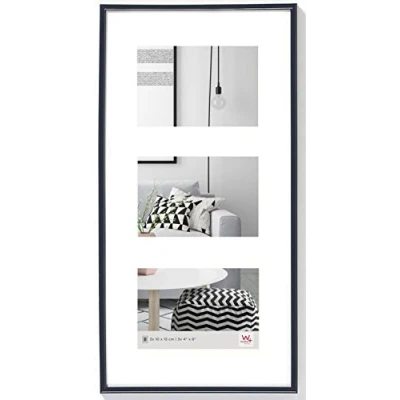Image of walther Design Picture Frame Black 3x 10x15 cm Gallery with PassepArtout, Galeria Plastic KB315S